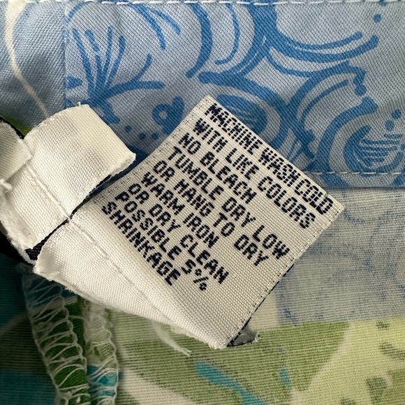 Vintage Lilly Pulitzer Animal zoo Blue Green Print Patchwork Cropped Capri sz 8 - Picture 5 of 9